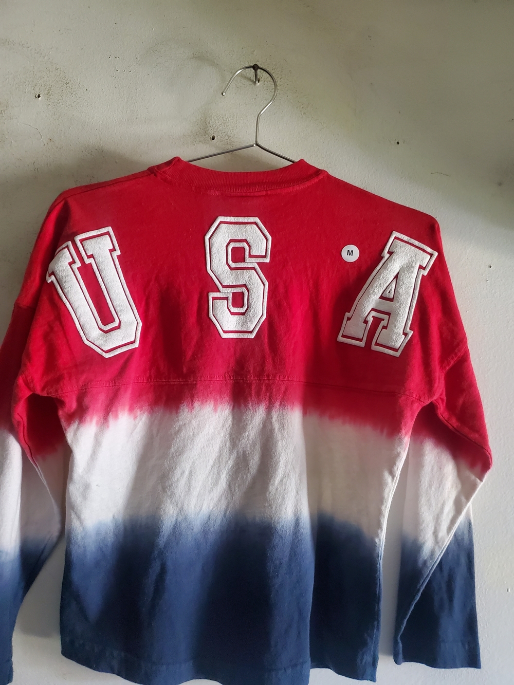 Spirit Jersey Red White Navy Dip-Dye Long Sleeve Top